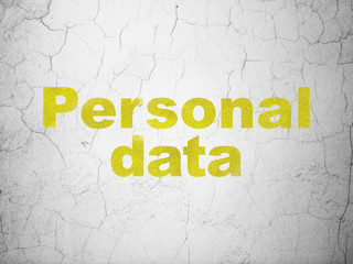 Data concept: Yellow Personal Data on textured concrete wall background