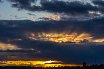 Sunset view on the Baltic sea next to Stockholm