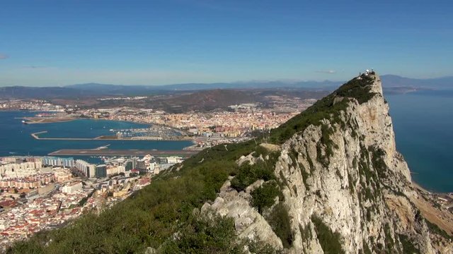 View Panning Across the Rock of Gibraltar