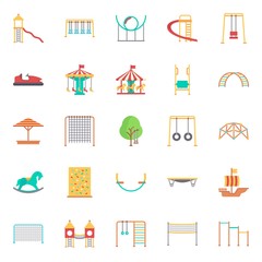 amusement park icons set