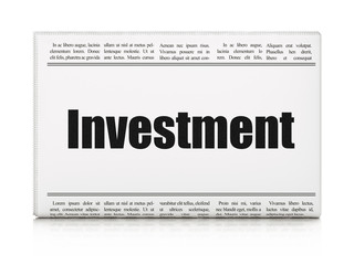Obraz premium Business concept: newspaper headline Investment on White background, 3D rendering