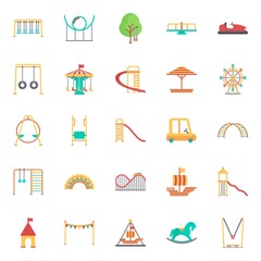 amusement park icons set