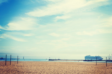 Cruise ship in Santa Barbara coastline