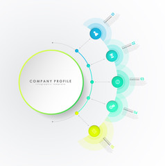 Infographic colorful milestones time line vector template with icons.