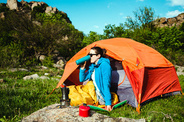 Camping in the mountains.