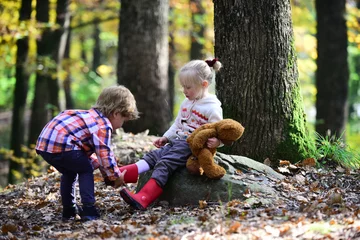 Foto op Plexiglas Portrait of two little children. Friendship and support © Volodymyr