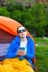 Naklejka premium Camping in the mountains.