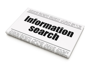 Data concept: newspaper headline Information Search on White background, 3D rendering