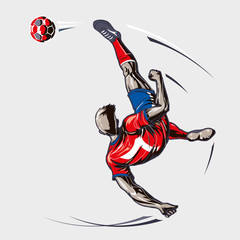 Fototapeta premium Soccer player overhead kick.