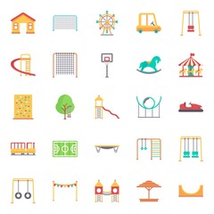 amusement park icons set