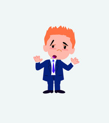 Businessman makes a gesture of tired resignation.