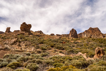 Fototapeta na wymiar View of the Green Rocks of Los Azulejos in the Teide