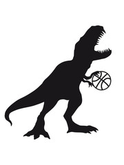 basketball spielen sport team silhouette schwarz umriss t-rex fleischfresser böse brüllen tyranosaurus rex gefährlich fressen dino dinosaurier saurier clipart comic cartoon design