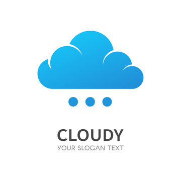 Blue cloud isolated vector logo. Data storage logotype on white background