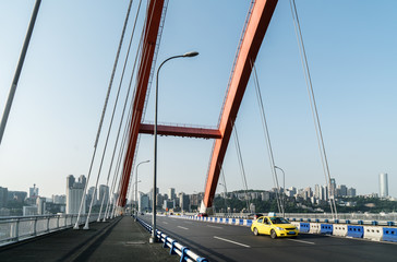car on the road with motion blur background.