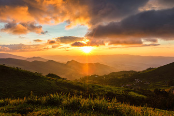 Beautiful Sunset in the mountain at Chiang Mai,Thailand.