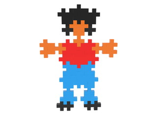 Silhouette of puzzle boy with black hair