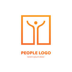 Human character vector logo template creative illustration. Abstract man figure sign.