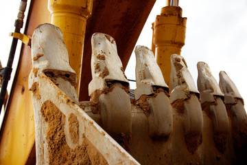 Teeth on bucket of excavator