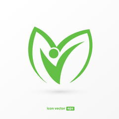 Human character vector logo template creative illustration. Abstract man figure sign.