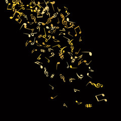 Musical Signs. Modern Background with Notes. Vector Element for Musical Poster, Banner, Advertising, Card. Minimalistic Simple Background.