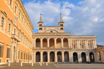 The northern facade of the Basilica of St. John the Baptist on the Lateran Hill (Basilica di San Giovanni in Laterano), Rome Italy.