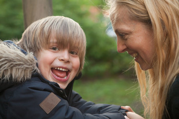 Mother and son very happy