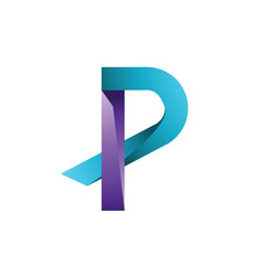 3d color modern P initial logo