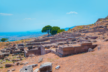 Ruins of the ancient greek city of Pergamon - Bergama, Turkey.
