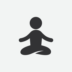 Black and white yoga icon. Vector.