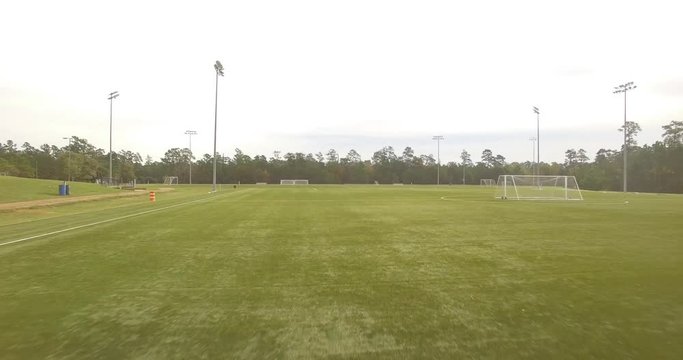 Empty Soccer Field Aerial 4K