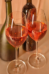 bottle of wine and glass on the table