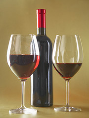 bottle of wine and glass on the table