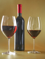 bottle of wine and glass on the table