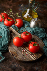 Cutting board with cherry tomatoes