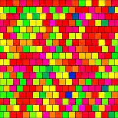 Bright vivid colored red yellow green cubes tiles bricks wall seamless texture
