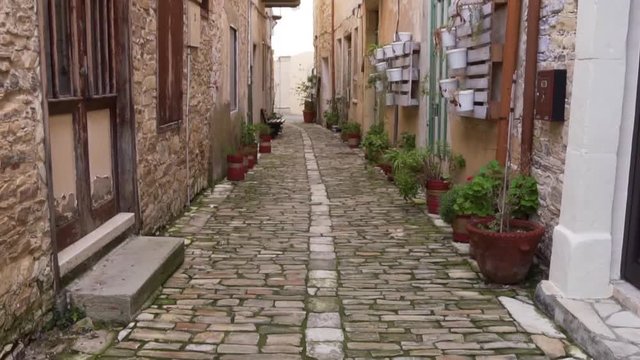 picturesque narrow alley in Lefkara, Cyprus 