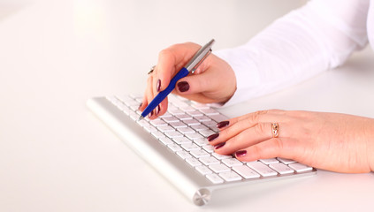 Young businesswoman working on a laptop