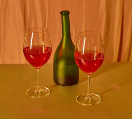 bottle of wine and glass on the table