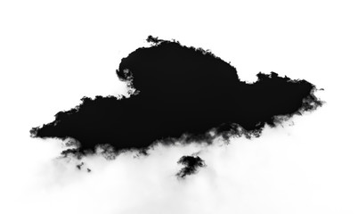 black cloud or smoke isolated on white