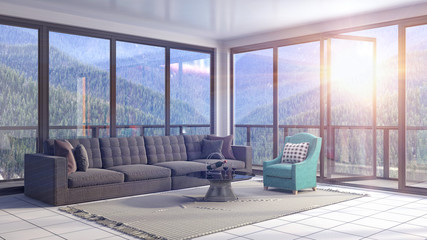 Interior living room. 3d illustration