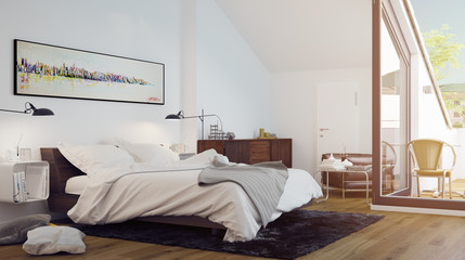 Bett in Dachgeschoss Wohnung - Bed in Loft Apartment