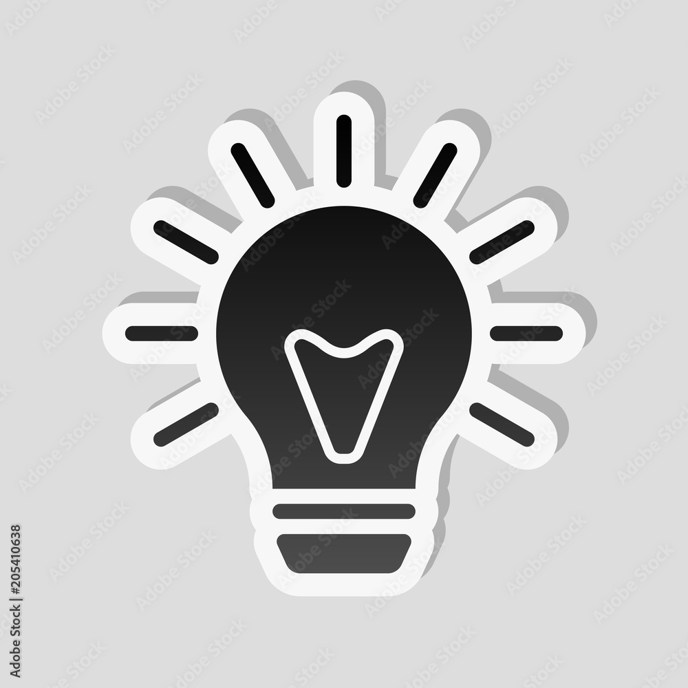 Poster old bulb with light. simple single icon. sticker style with whit