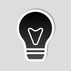 bulb, simple icon. Sticker style with white border and simple sh