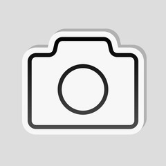 Photo camera, linear symbol with thin outline, simple icon. Stic