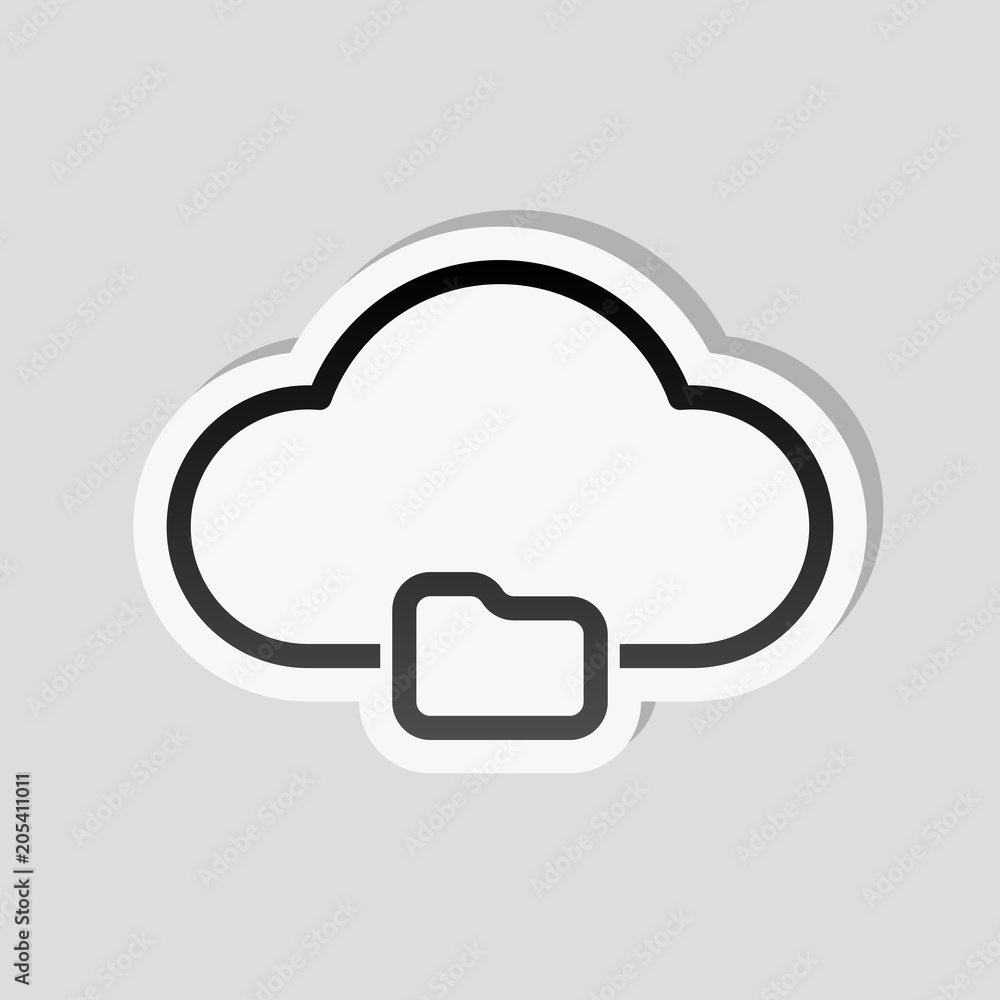 Poster outline simple cloud and folder. linear symbol with thin outline