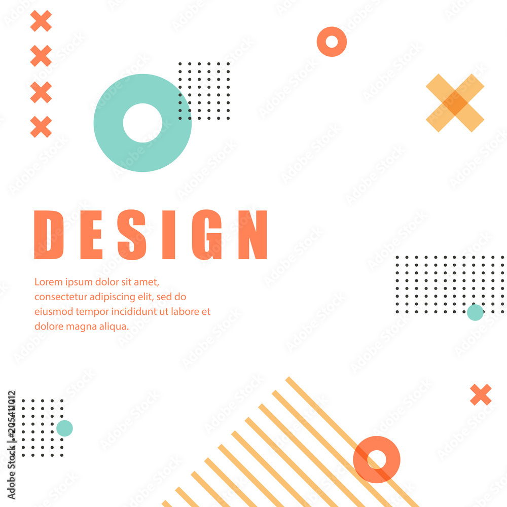 Aufkleber vector retro memphis pattern with geometric elements.