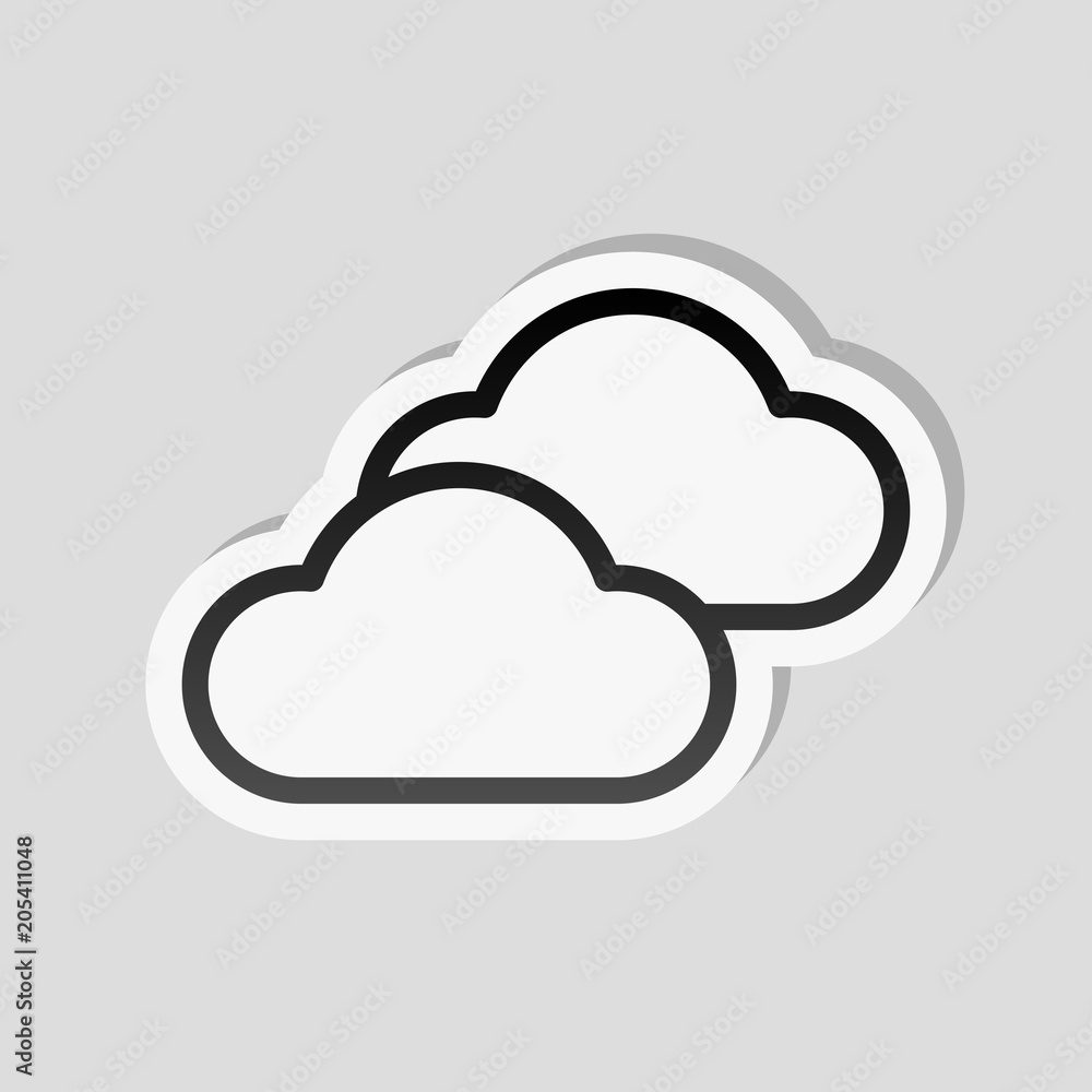 Poster mostly cloudy icon. simple linear icon with thin outline. sticke