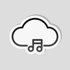 Cloud music library, striming. Simple linear icon with thin outl