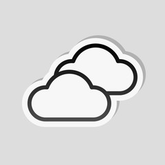 Mostly cloudy icon. Simple linear icon with thin outline. Sticke